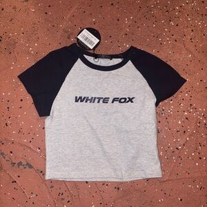 White Fox Boutique Gray and Black Raglan Tee